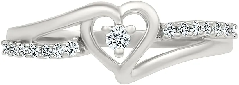 DGOLD Sterling Silver White Round Diamond Fashion Ring (1/10 CTTW)