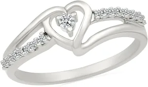 DGOLD Sterling Silver White Round Diamond Fashion Ring (1/10 CTTW)