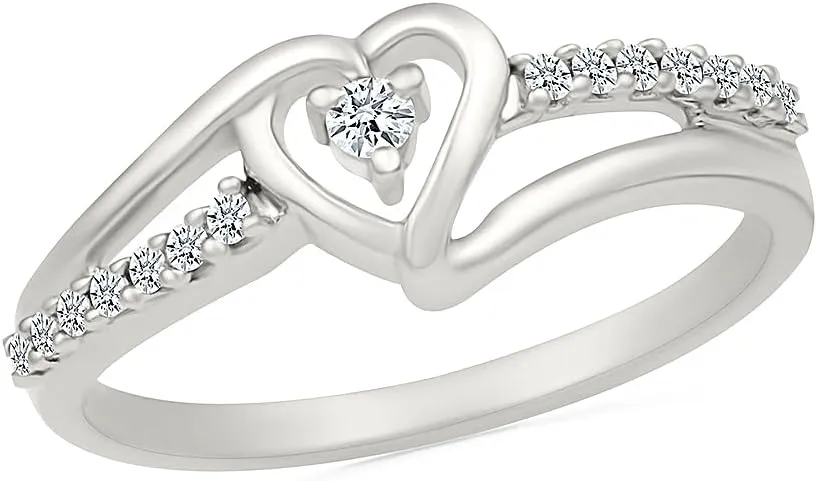 DGOLD Sterling Silver White Round Diamond Fashion Ring (1/10 CTTW)