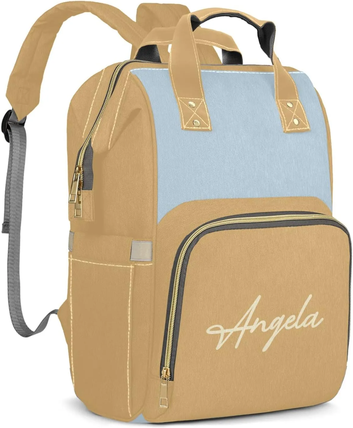 Diaper Bags Brown Blue Tote Bags Backpack with Name Mommy Nursing Bags Gifts for Women Men