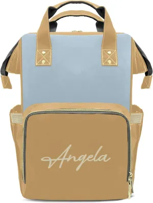 Diaper Bags Brown Blue Tote Bags Backpack with Name Mommy Nursing Bags Gifts for Women Men