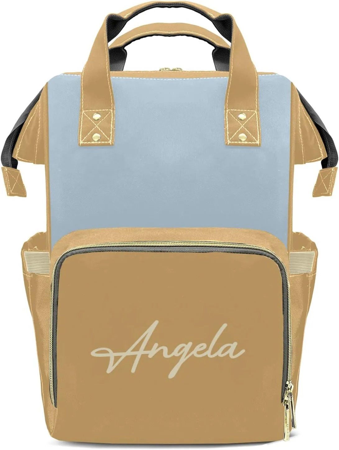 Diaper Bags Brown Blue Tote Bags Backpack with Name Mommy Nursing Bags Gifts for Women Men