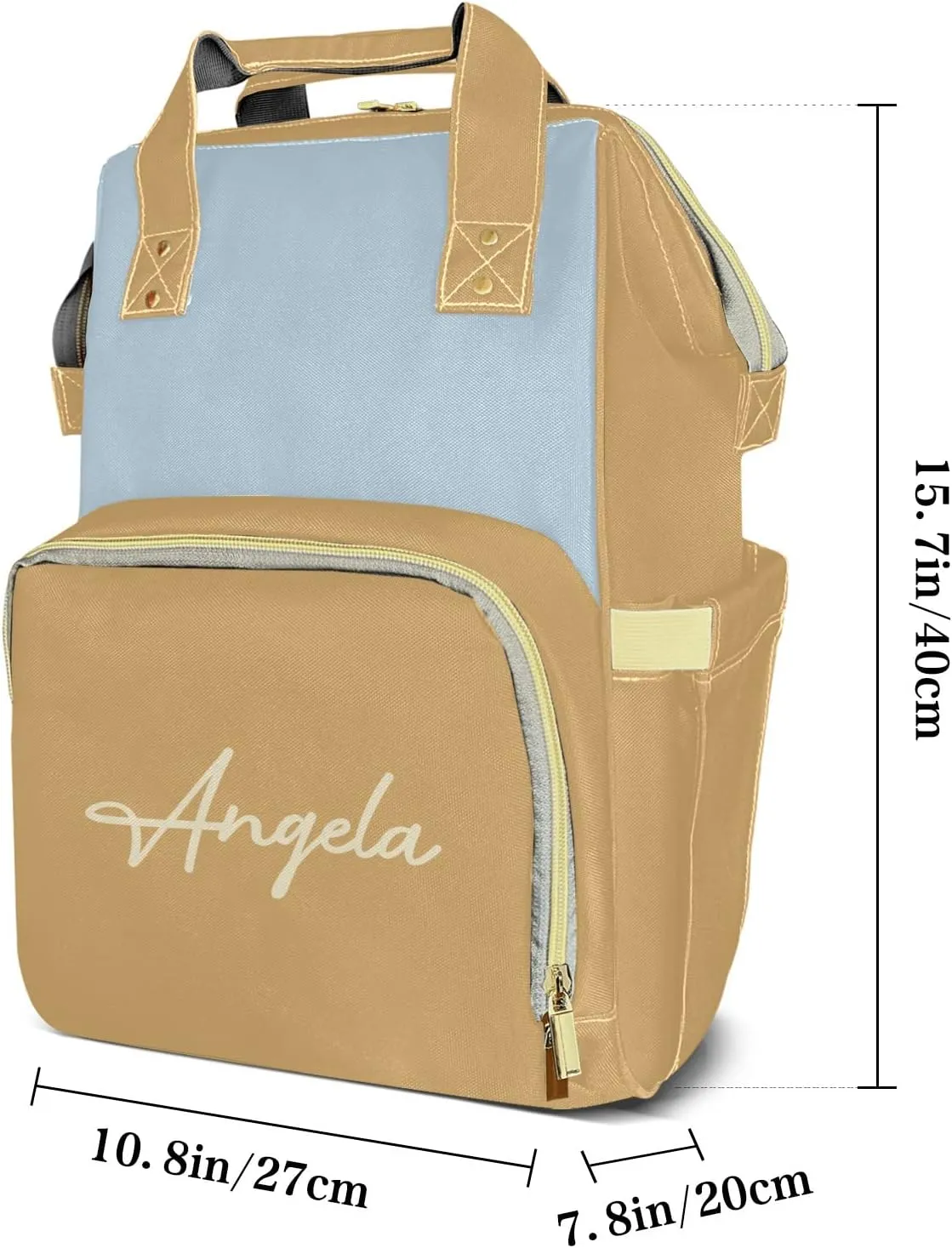 Diaper Bags Brown Blue Tote Bags Backpack with Name Mommy Nursing Bags Gifts for Women Men