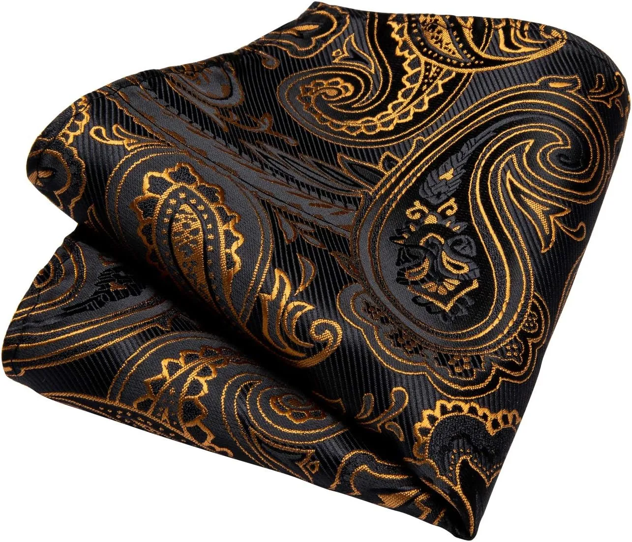 DiBanGu Mens Tie Set Silk Solid Paisley Necktie and Pocket Square Cufflinks Classic Formal Ties for Men Wedding Party