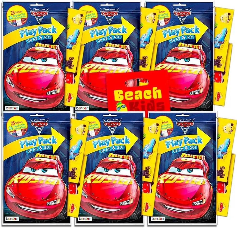 Disney Cars Ultimate Party Favors Packs -- Bundle Includes 6 Sets with Stickers, Mini Coloring Books (Party Supplies)