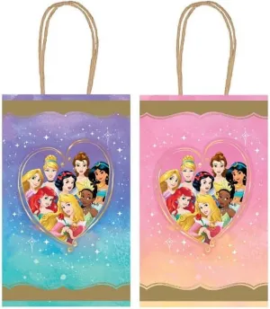 Disney Princess Hot-Stamped Party Kraft Bags - 8.25" x 5.25" x 3.25" (Pack of 8) | Eco-Friendly, Reusable & Charming Gift Bags for Birthdays & Celebrations
