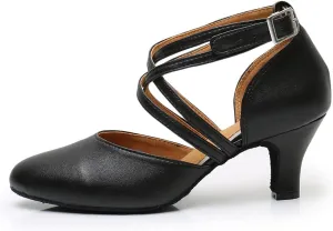 DKZSYIM Women's Latin Ballroom Dance Shoes Close Toe Character Modern Tango Salsa Performance Dancing Shoes,Model 7161