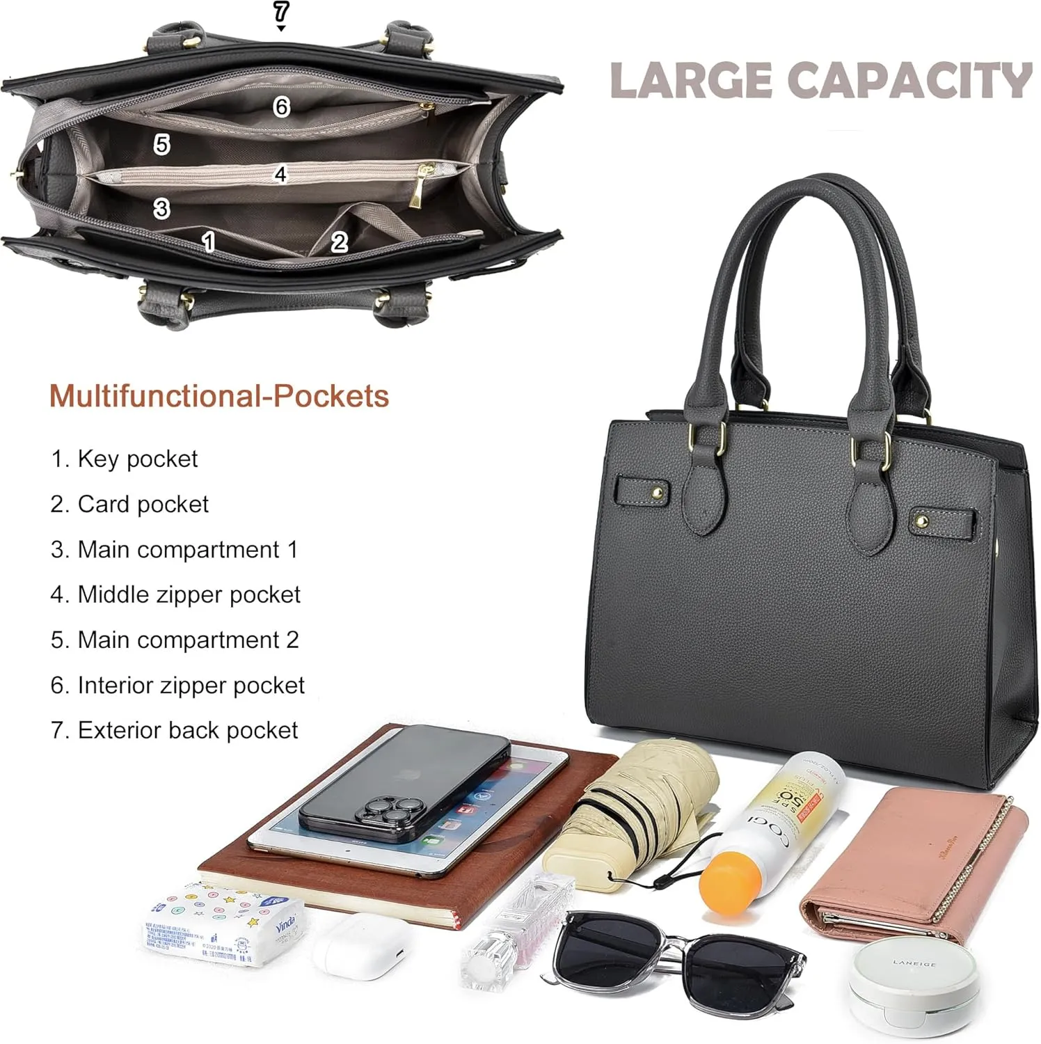 DMICXEL Tote Bag Crossbody Purses for Women Shoulder Handbag PU Leather Top Handle Satchel Bags