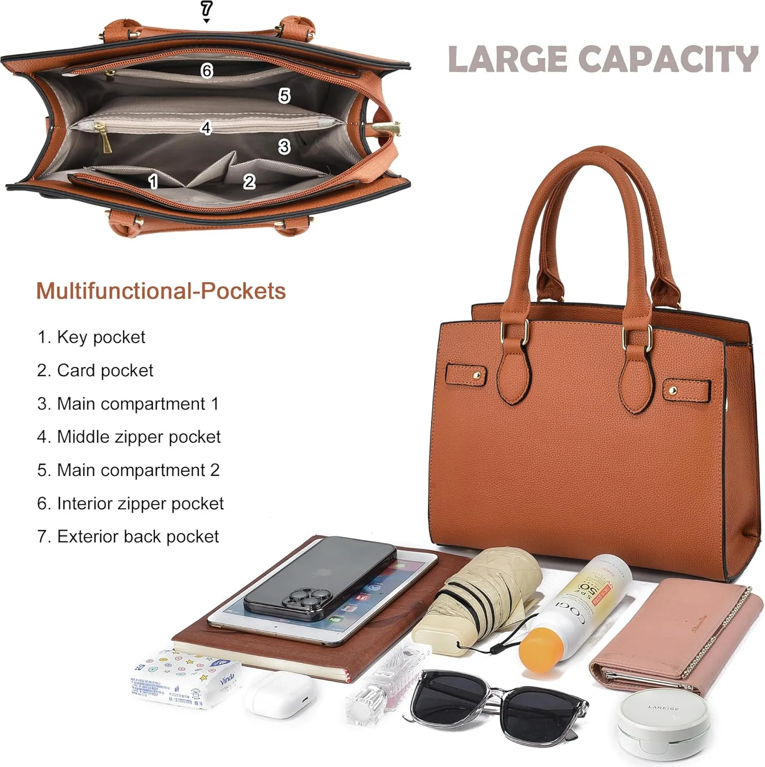 DMICXEL Tote Bag Crossbody Purses for Women Shoulder Handbag PU Leather Top Handle Satchel Bags