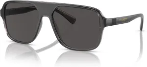 Dolce & Gabbana Men's Round Fashion Sunglasses, Transparent Grey/Black/Dark Grey, One Size