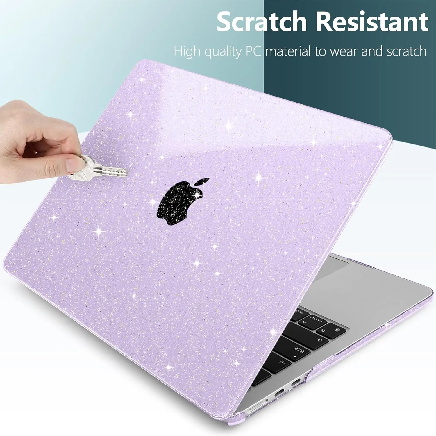 DONGKE Compatible with M4 MacBook Air 15 Inch Case 2025 2024 2023 A3241 A3114 A2941 M3 M2 with Liquid Retina Display & Touch ID, Glitter Sparkly Plastic Hard Shell 15" - Star Purple