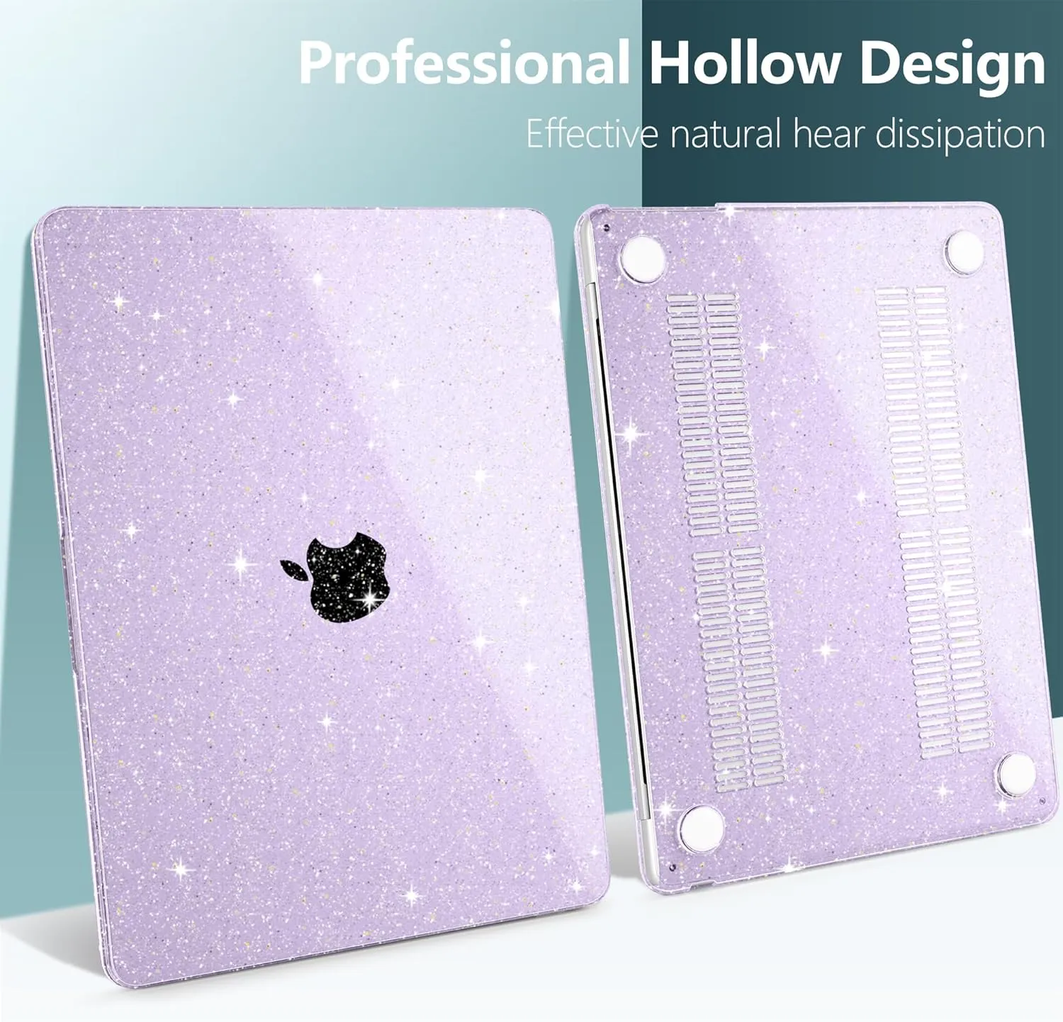 DONGKE Compatible with M4 MacBook Air 15 Inch Case 2025 2024 2023 A3241 A3114 A2941 M3 M2 with Liquid Retina Display & Touch ID, Glitter Sparkly Plastic Hard Shell 15" - Star Purple