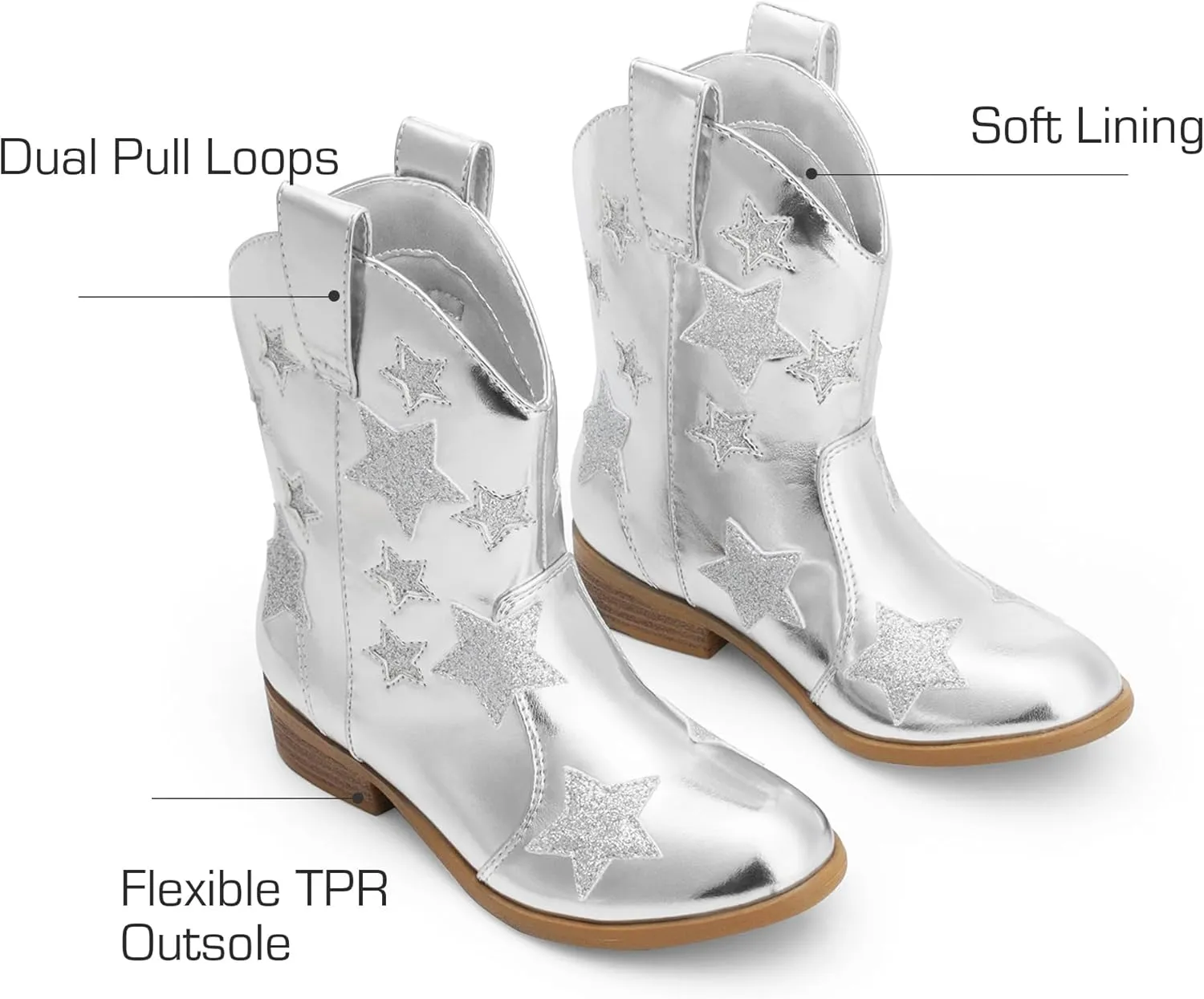 DREAM PAIRS Girls Cowgirl Boots Cowboy Western Mid Calf Star Boots for Kids
