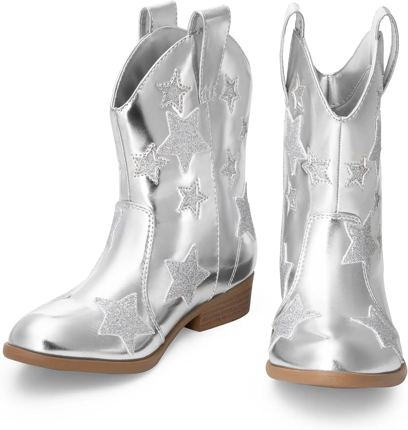 DREAM PAIRS Girls Cowgirl Boots Cowboy Western Mid Calf Star Boots for Kids