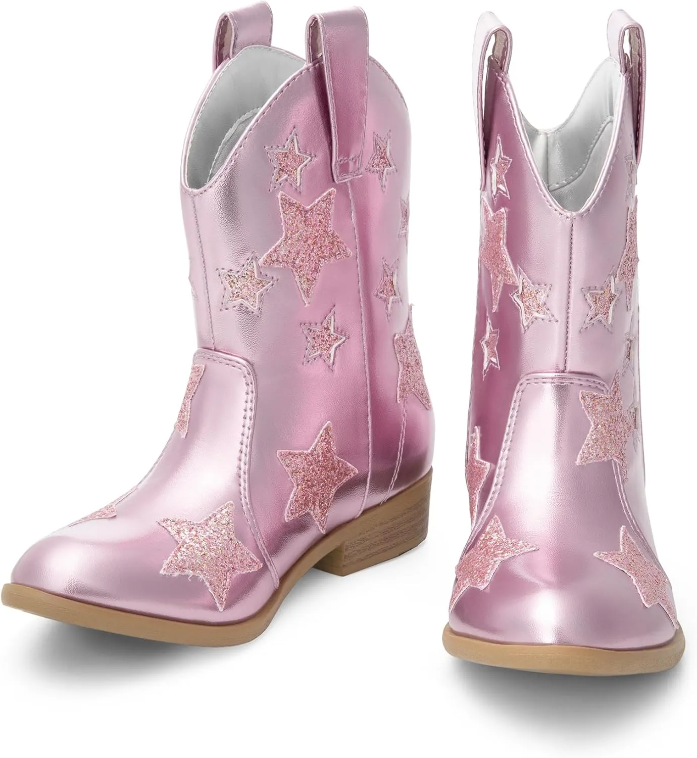 DREAM PAIRS Girls Cowgirl Boots Cowboy Western Mid Calf Star Boots for Kids