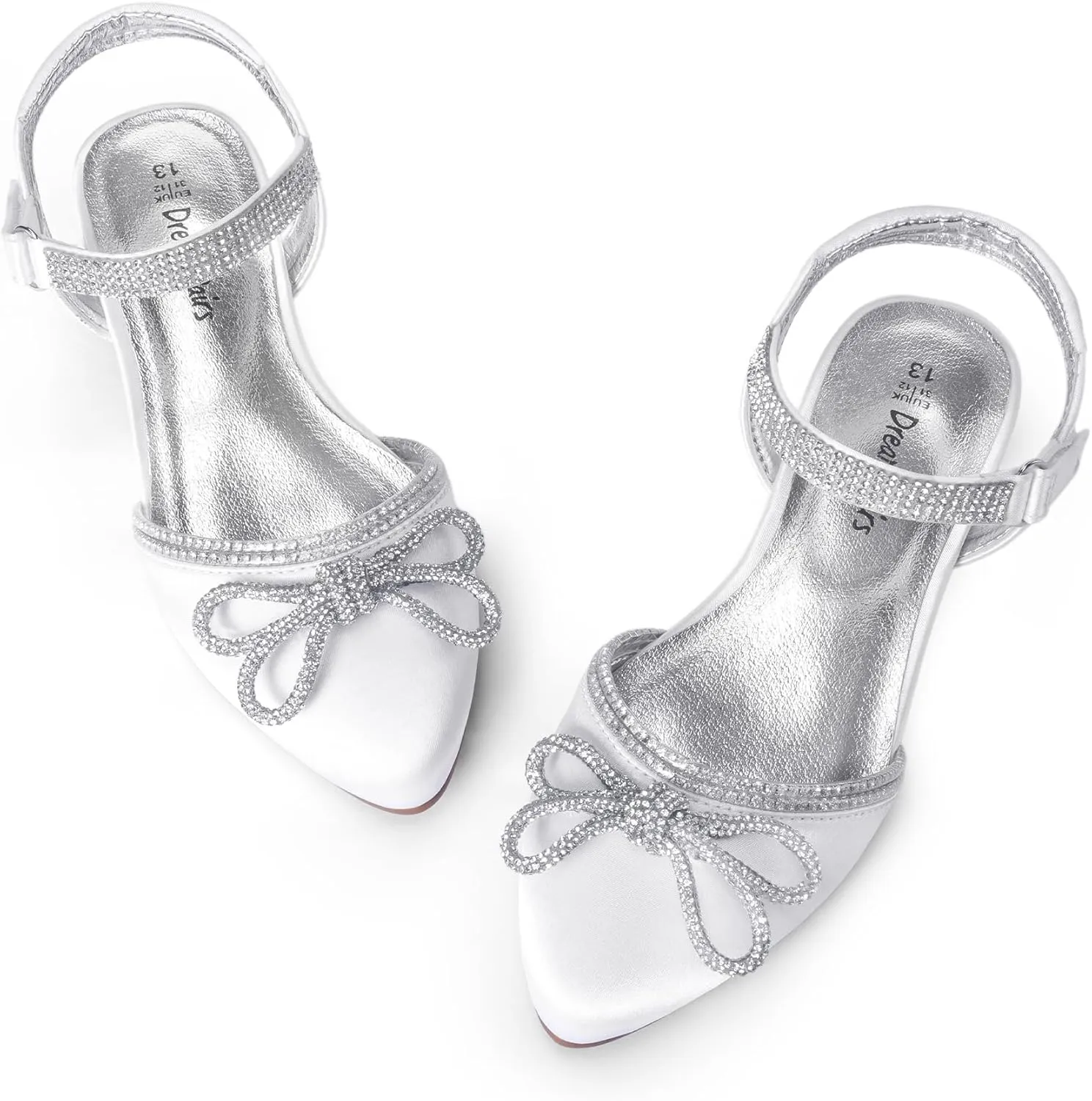 DREAM PAIRS Girls Sandals Closed Toe Dress Low Heels Pointed Toe Pump Flower Shoes for Little Big Kids Wedding Princess Party