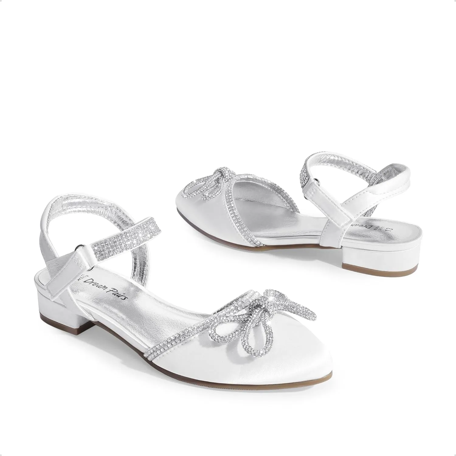 DREAM PAIRS Girls Sandals Closed Toe Dress Low Heels Pointed Toe Pump Flower Shoes for Little Big Kids Wedding Princess Party