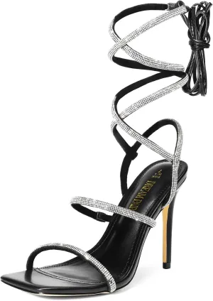 DREAM PAIRS High Heels Stilettos for Women - Strappy Gladiator Sexy Square Toe Open Toe Dressy Pumps Sandals