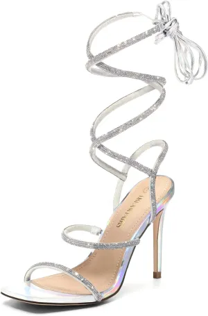 DREAM PAIRS High Heels Stilettos for Women - Strappy Gladiator Sexy Square Toe Open Toe Dressy Pumps Sandals