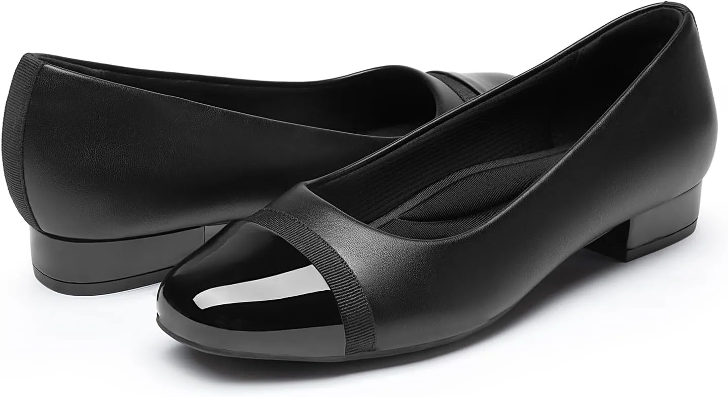 DREAM PAIRS Women's Pumps Low Chunky Closed Toe Heels for Women Comfortable Casual Slip-On Dress Shoes for Wedding Work Office Party