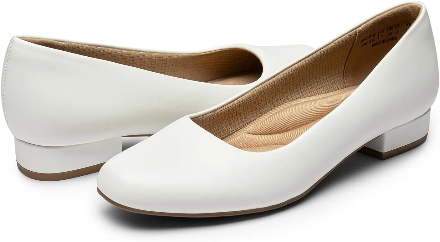 DREAM PAIRS Women's Pumps Low Chunky Closed Toe Heels for Women Comfortable Casual Slip-On Dress Shoes for Wedding Work Office Party
