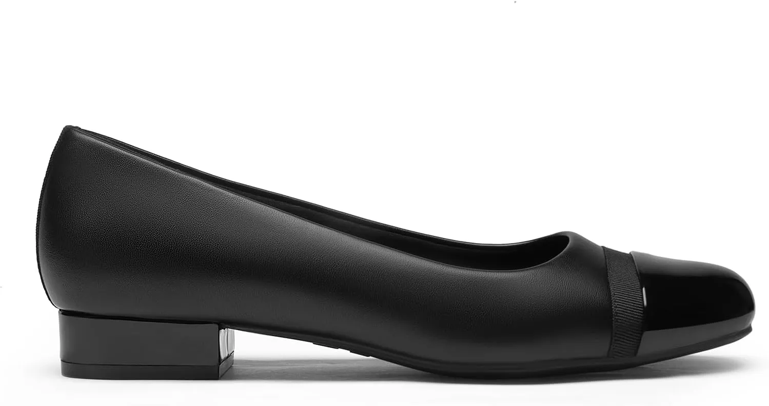 DREAM PAIRS Women's Pumps Low Chunky Closed Toe Heels for Women Comfortable Casual Slip-On Dress Shoes for Wedding Work Office Party