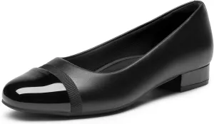 DREAM PAIRS Women's Pumps Low Chunky Closed Toe Heels for Women Comfortable Casual Slip-On Dress Shoes for Wedding Work Office Party