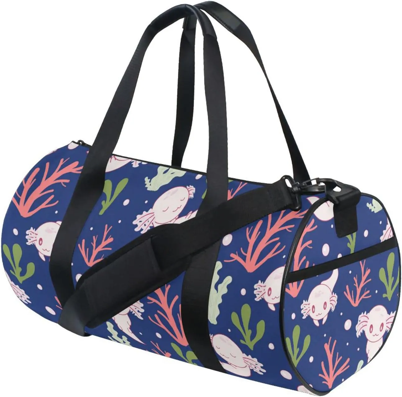 Duffel Bags Cute Axolotl Salamander Gym Bag Round Sports Bag Canvas Travel Luggage Overnight Bags for Men Women