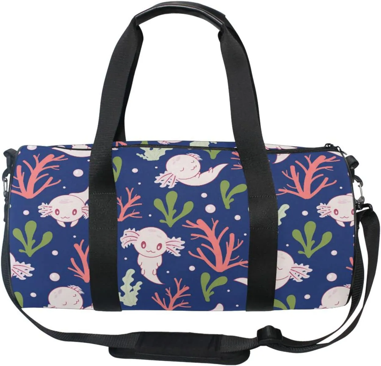 Duffel Bags Cute Axolotl Salamander Gym Bag Round Sports Bag Canvas Travel Luggage Overnight Bags for Men Women