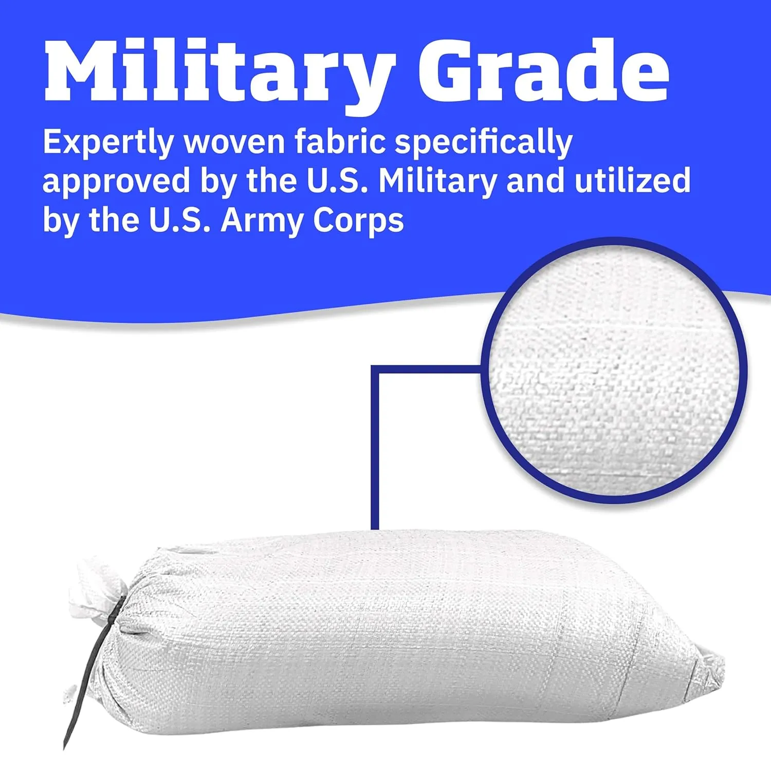 DURASACK Heavy Duty Sand Bags with Tie Strings Empty Woven Polypropylene Sand-Bags for Flood Control with 1600 Hours of UV Protection, 50 lbs Capacity, 14x26 inches, White, Pack of 50