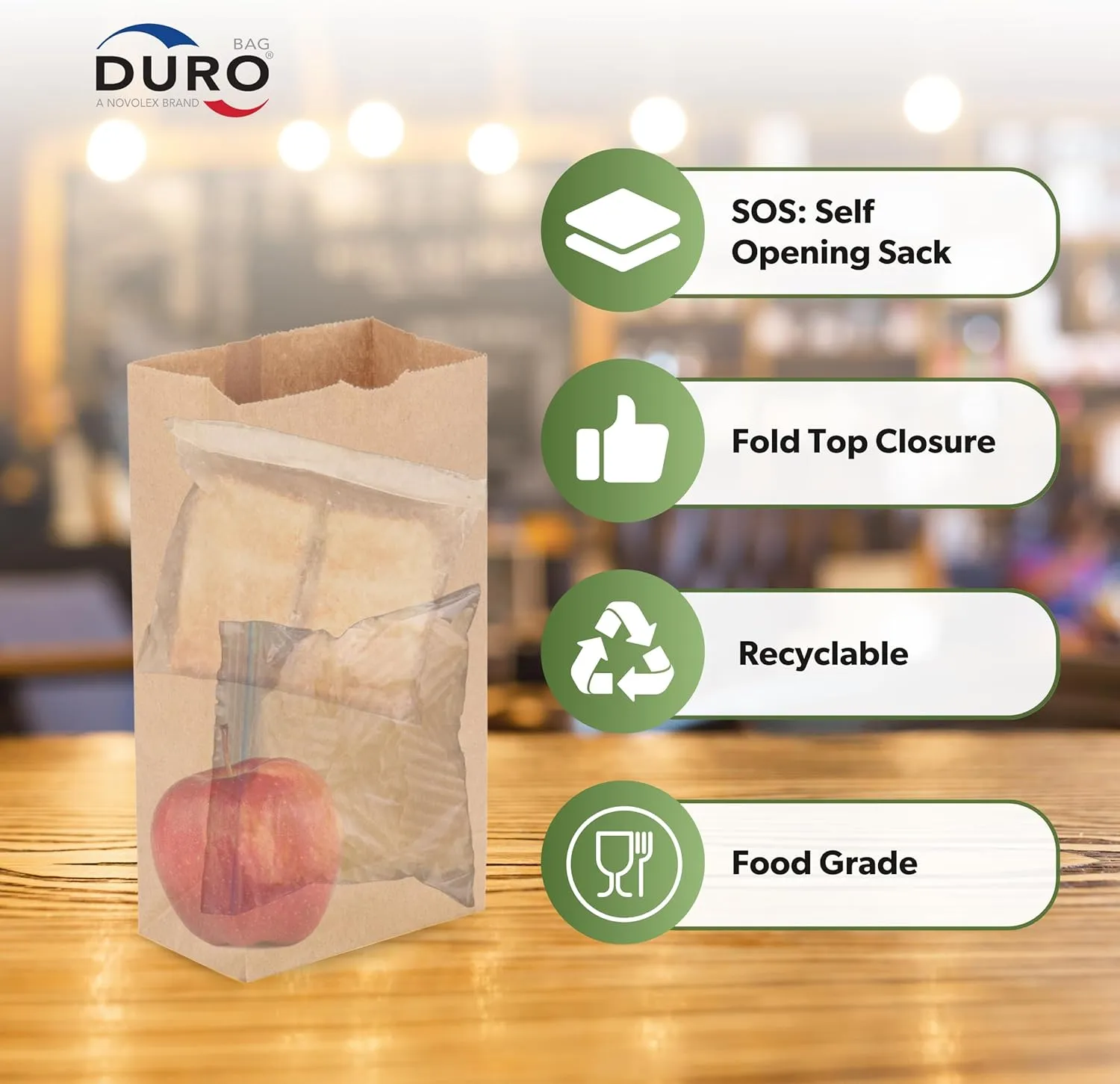 Duro 4# Kraft Paper Lunch Bags 100 Count - Bulk Disposable Paper Sacks, Dubl Life SOS Brown Bag for Candy, Snacks & Treats - 5.00 x 3.12 x 9.75 Inches