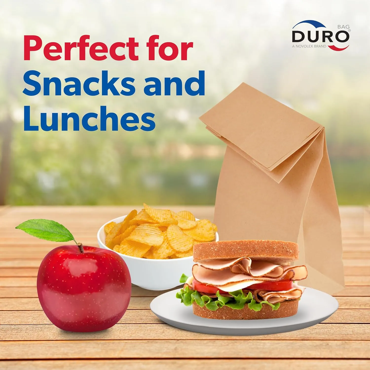 Duro 4# Kraft Paper Lunch Bags 100 Count - Bulk Disposable Paper Sacks, Dubl Life SOS Brown Bag for Candy, Snacks & Treats - 5.00 x 3.12 x 9.75 Inches
