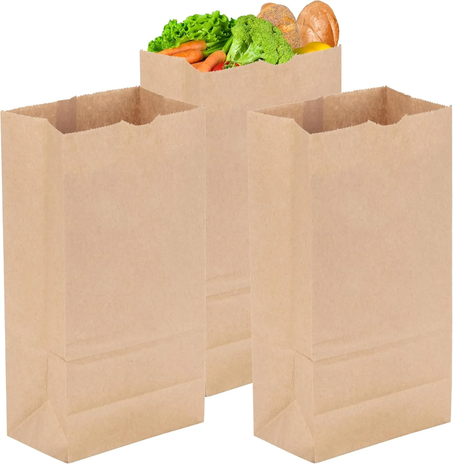 DURO #8 Brown Paper Bags Lunch Size 6.12x3.62x11.06 Inches, Dubl Life SOS 35# Brown Lunch Bags Large for Sandwich, Snacks & Food To-Go, Bulk Paper Sack for Deli/Restaurant & Small Business - 100 Count