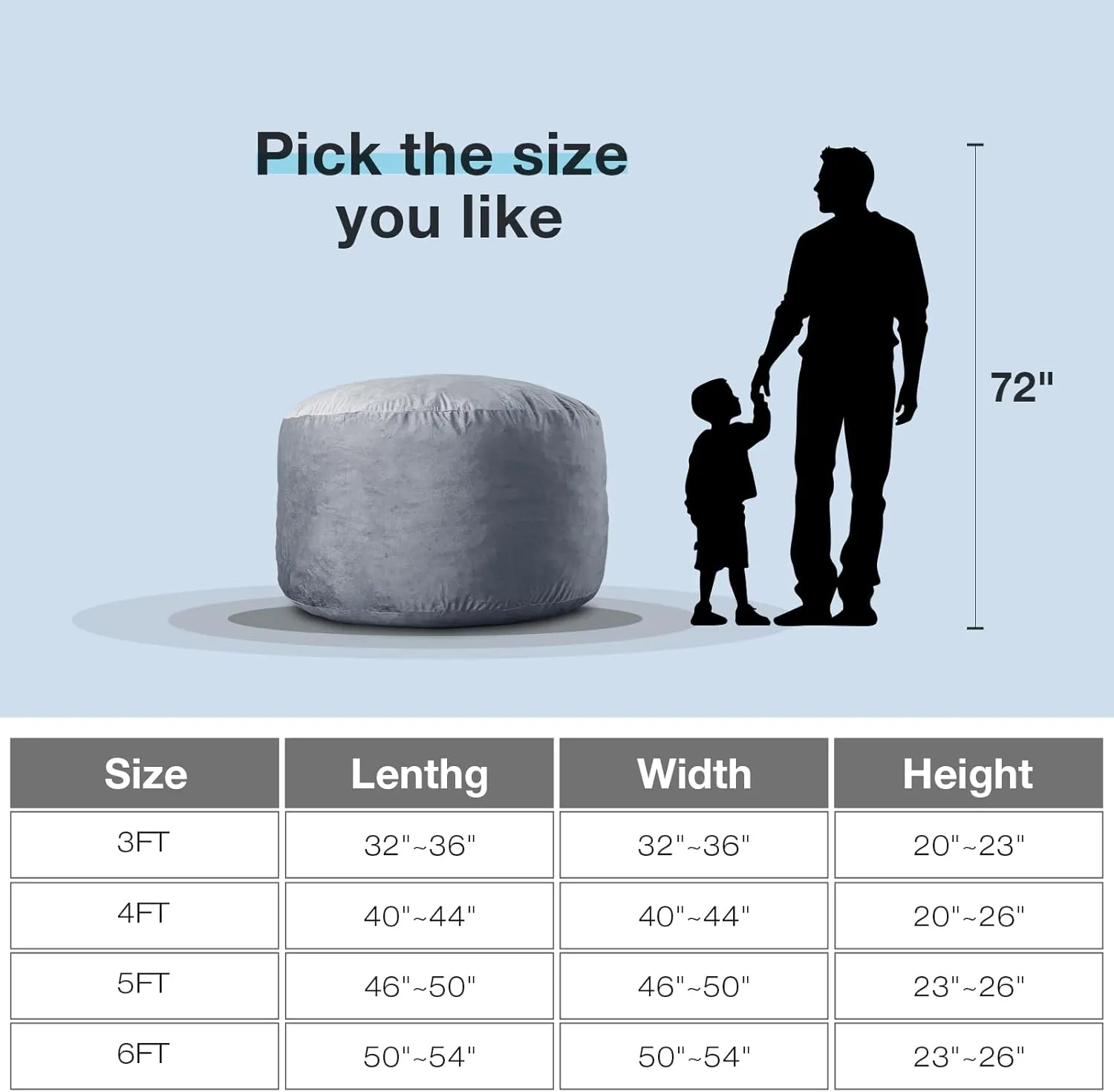 EDUJIN 5 ft XLarge Bean Bag Chair: 5' Memory Foam Filled Bean Bag Chairs for Adults with Filling,Ultra Soft Dutch Velvet Cover,Round Fluffy Lazy Sofa for Living Room - 5 Foot Giant, Camel