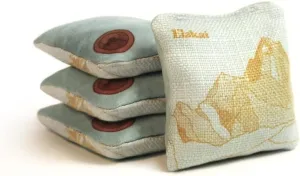 Elakai Cornhole Bags All Weather Dual Sided Slick and Stick Travel Size and Weight Set of 4 Light Blue Mineral 4 in x 4 in