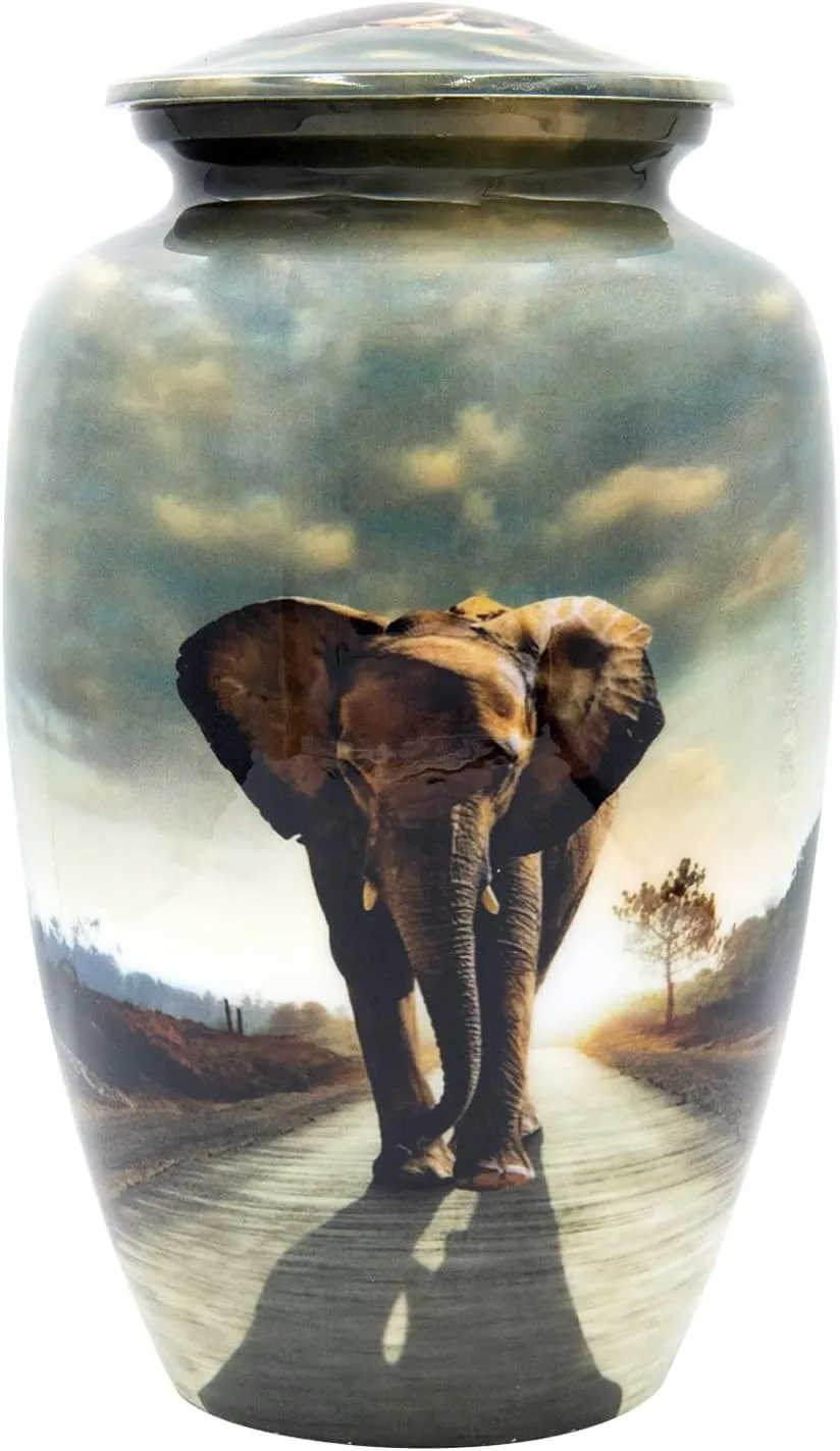 Elephant Cremation Urn with Velvet Bags and Custom Engraving (Large)