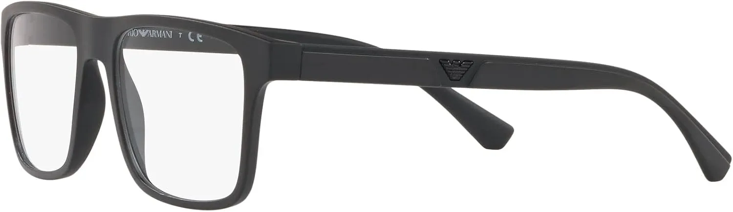 Emporio Armani Men's Ea4115 Prescription Eyewear Frames with Two Interchangeable Sun Clip-ons Rectangular