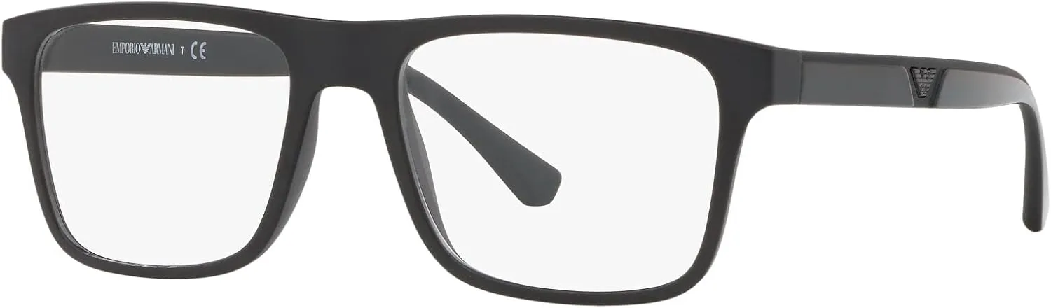Emporio Armani Men's Ea4115 Prescription Eyewear Frames with Two Interchangeable Sun Clip-ons Rectangular