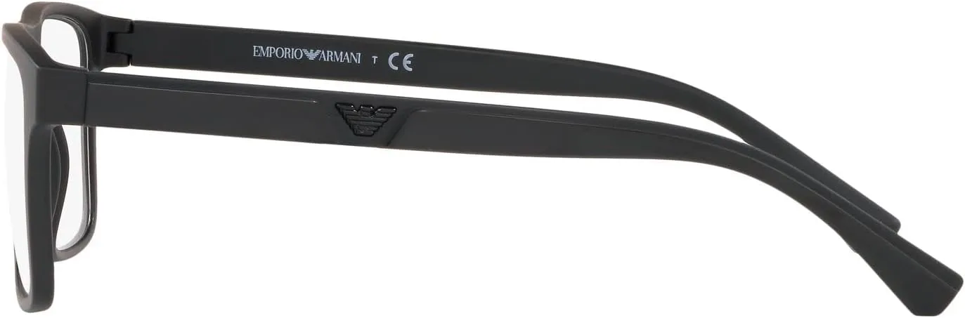 Emporio Armani Men's Ea4115 Prescription Eyewear Frames with Two Interchangeable Sun Clip-ons Rectangular