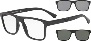 Emporio Armani Men's Ea4115 Prescription Eyewear Frames with Two Interchangeable Sun Clip-ons Rectangular