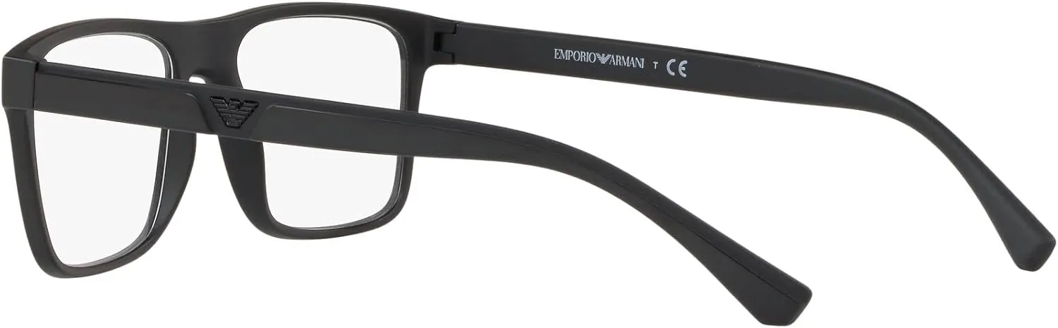 Emporio Armani Men's Ea4115 Prescription Eyewear Frames with Two Interchangeable Sun Clip-ons Rectangular