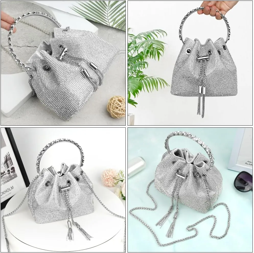 Evening Bag Clutch Purses for Women, Rhinestones Purse, Sparkling Envelope Evening Bag with Detachable Chain