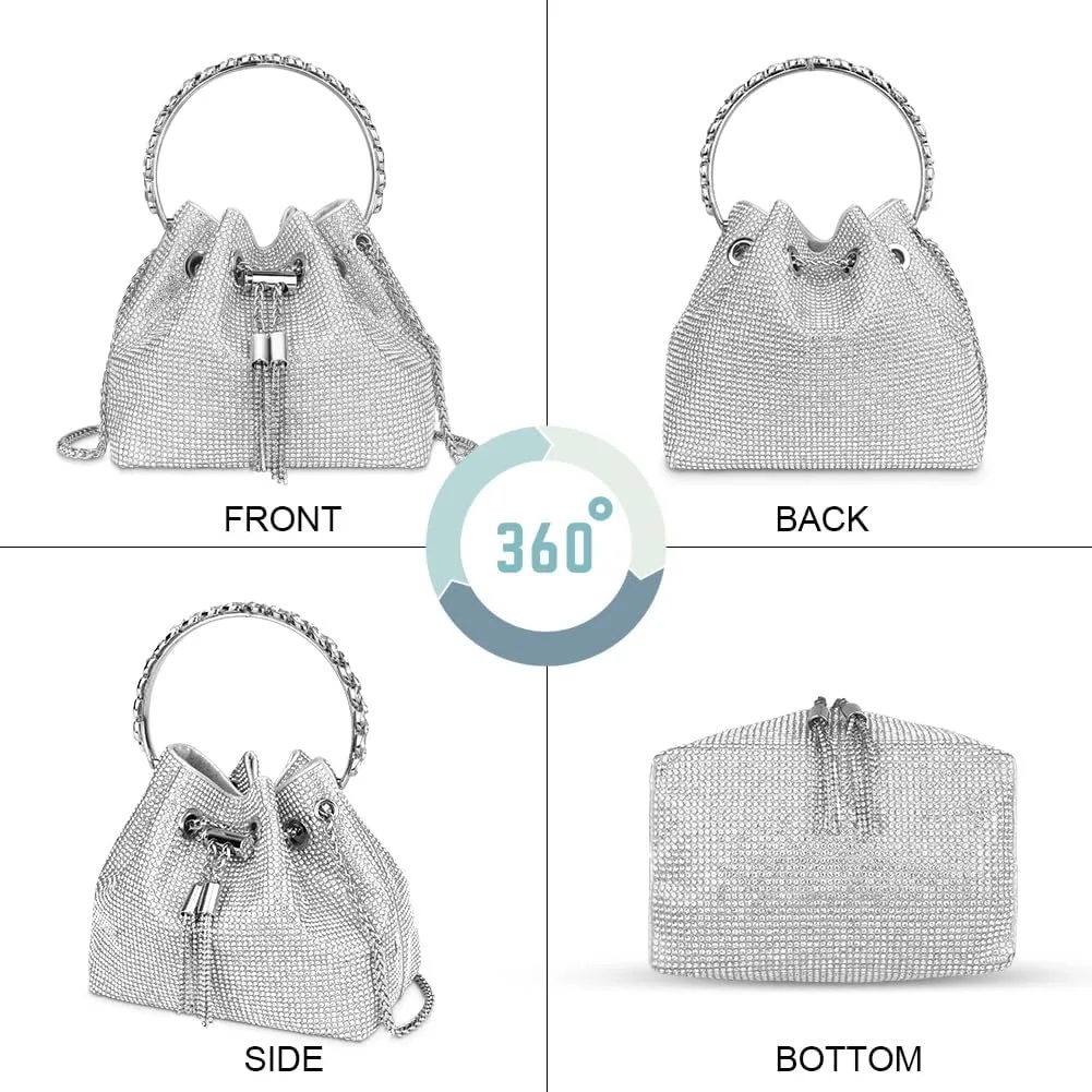 Evening Bag Clutch Purses for Women, Rhinestones Purse, Sparkling Envelope Evening Bag with Detachable Chain