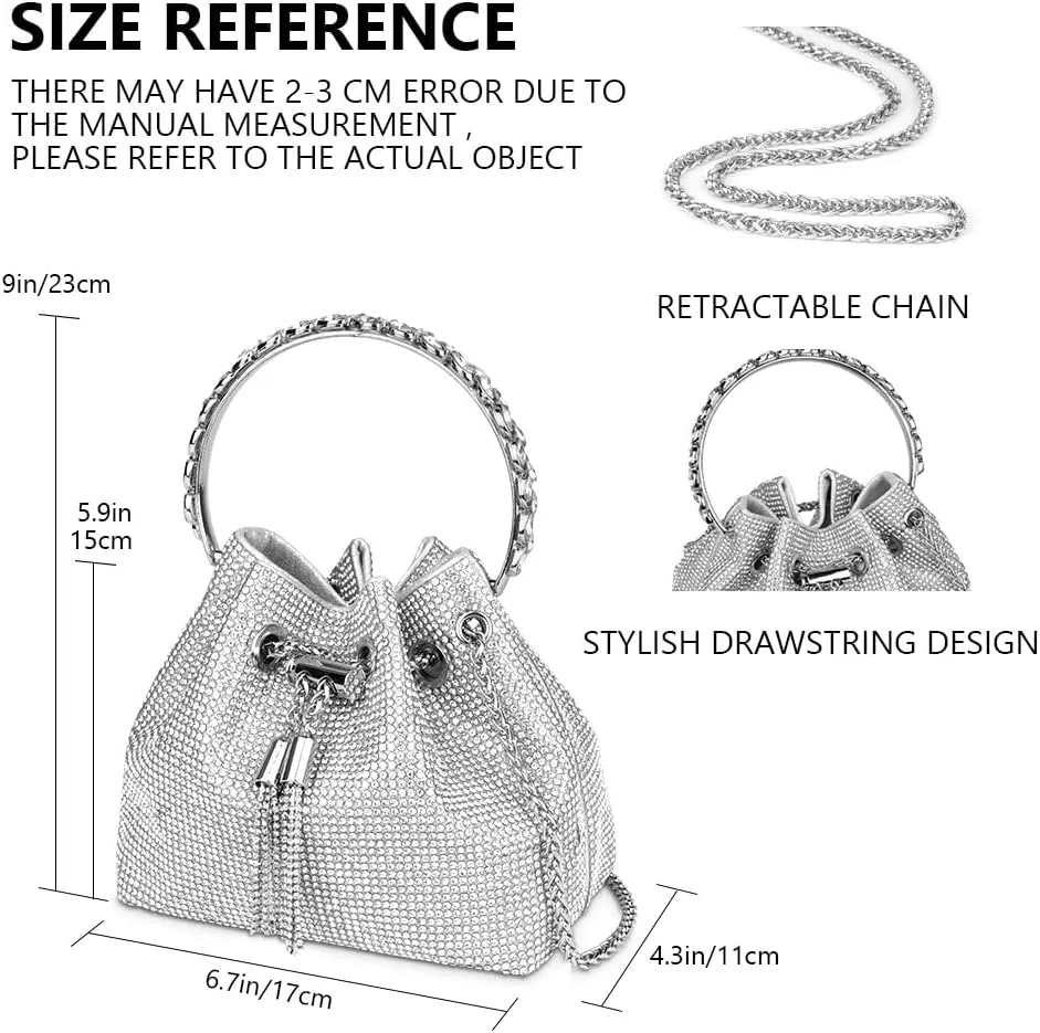Evening Bag Clutch Purses for Women, Rhinestones Purse, Sparkling Envelope Evening Bag with Detachable Chain