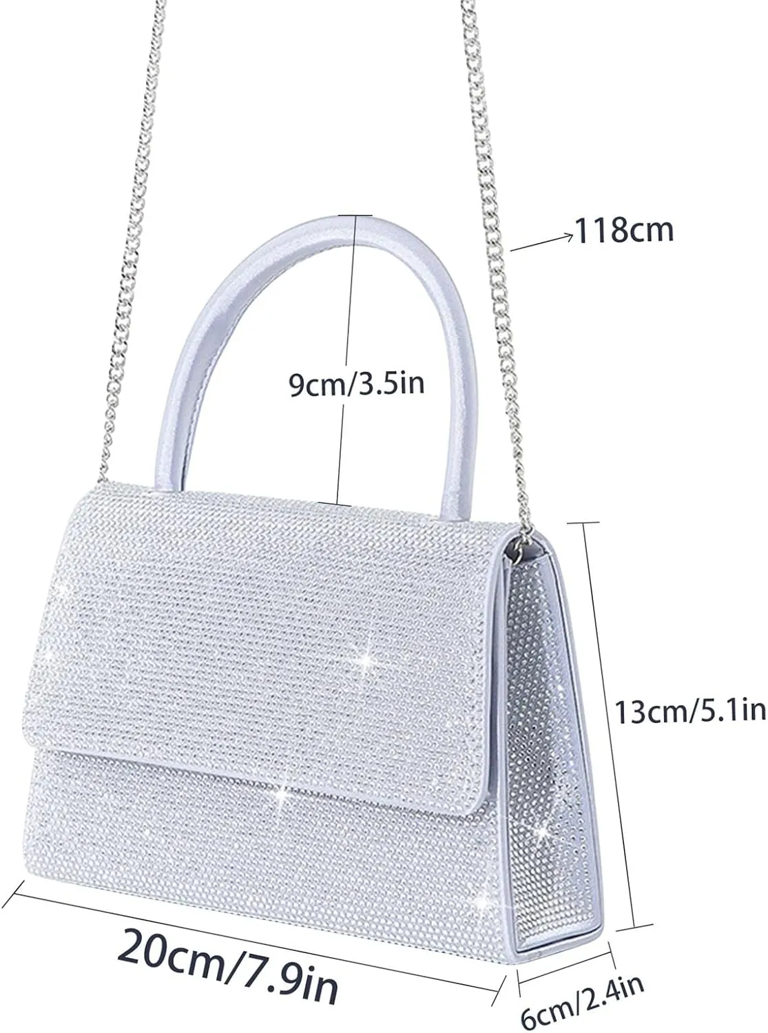 Evening Bag Clutch Purses for Women,Rhinestones Sparkly Evening Bags with Detachable Chain for Party Prom Wedding