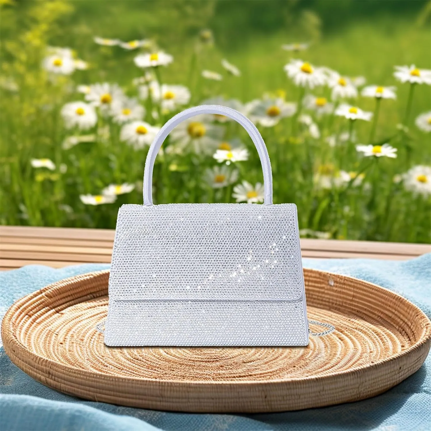 Evening Bag Clutch Purses for Women,Rhinestones Sparkly Evening Bags with Detachable Chain for Party Prom Wedding
