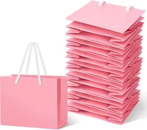 Fainne 24 Pcs Extra Small Gift Bag Mini Gift Bags with Handle for Card Wedding Baby Shower Mother Favor Birthday Party Wrapping Supplies(4 x 5 x 2 Inch,Pink)