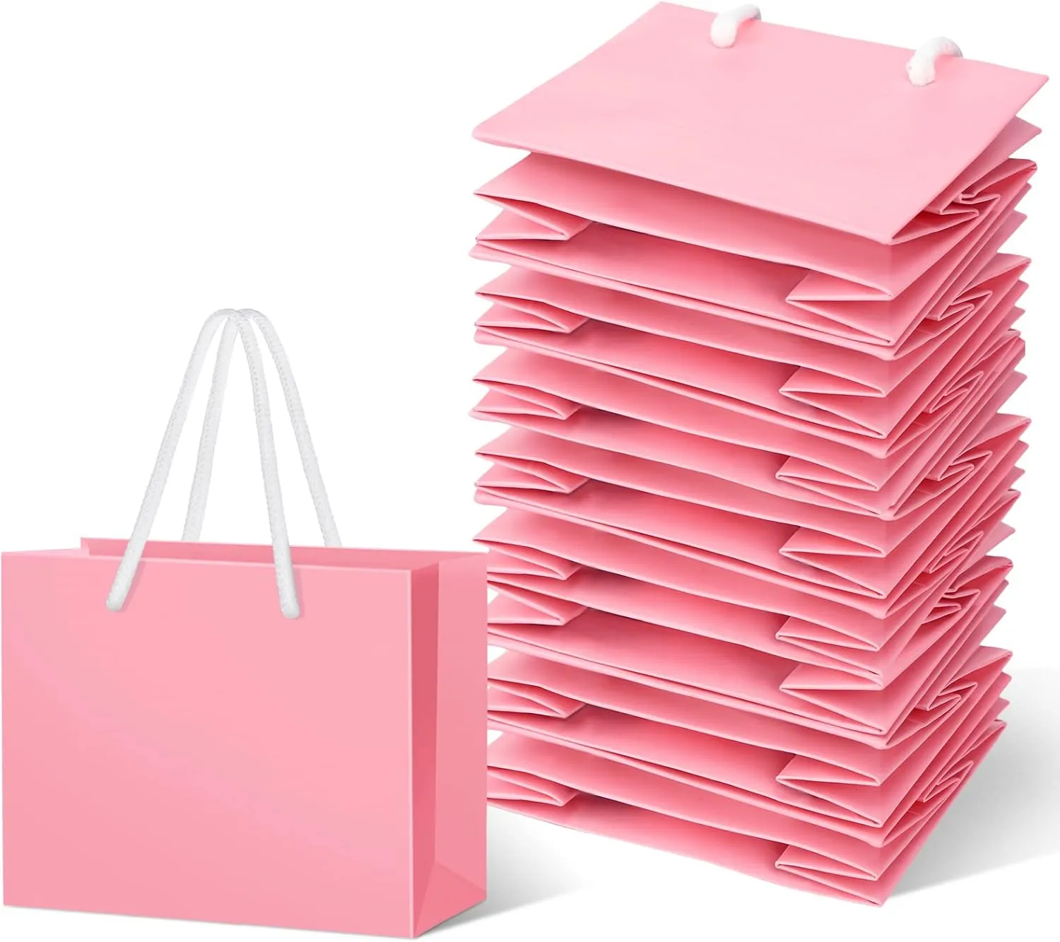 Fainne 24 Pcs Extra Small Gift Bag Mini Gift Bags with Handle for Card Wedding Baby Shower Mother Favor Birthday Party Wrapping Supplies(4 x 5 x 2 Inch,Pink)