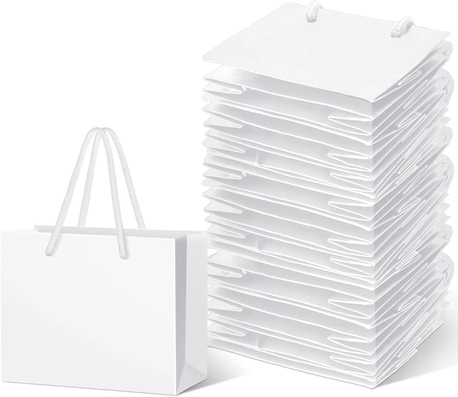 Fainne 24 Pcs Extra Small Gift Bag Mini Gift Bags with Handle for Card Wedding Baby Shower Mother Favor Birthday Party Wrapping Supplies(4 x 5 x 2 Inch,White)