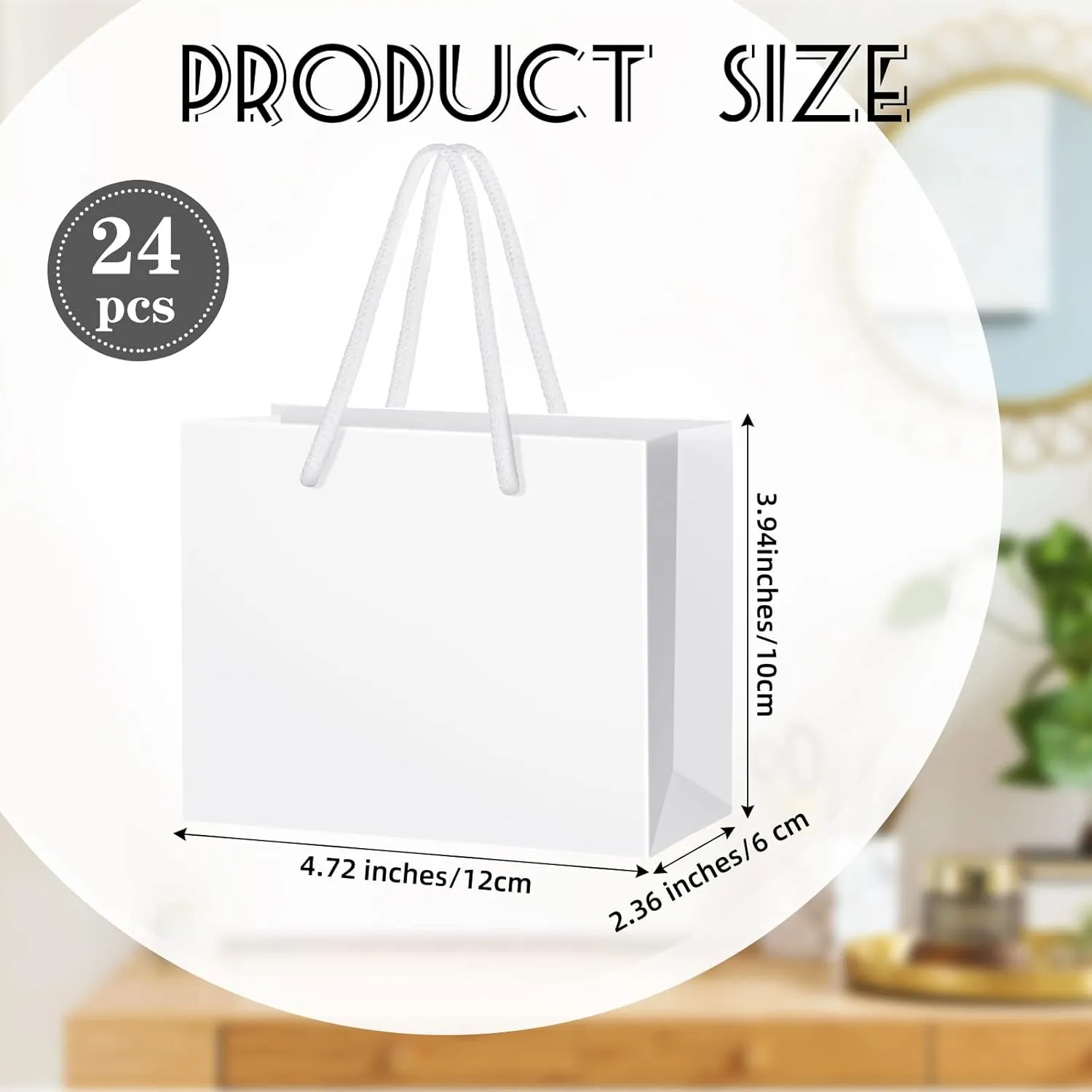 Fainne 24 Pcs Extra Small Gift Bag Mini Gift Bags with Handle for Card Wedding Baby Shower Mother Favor Birthday Party Wrapping Supplies(4 x 5 x 2 Inch,White)